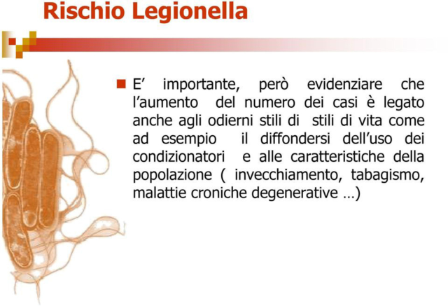 Principali cause di diffusione del batterio Legionella